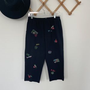 Embroidered Paris Travel Parisian Loungewear Cropped Fit